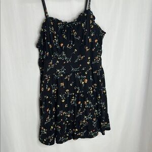 Floral Black Dress with Spaghetti Straps
